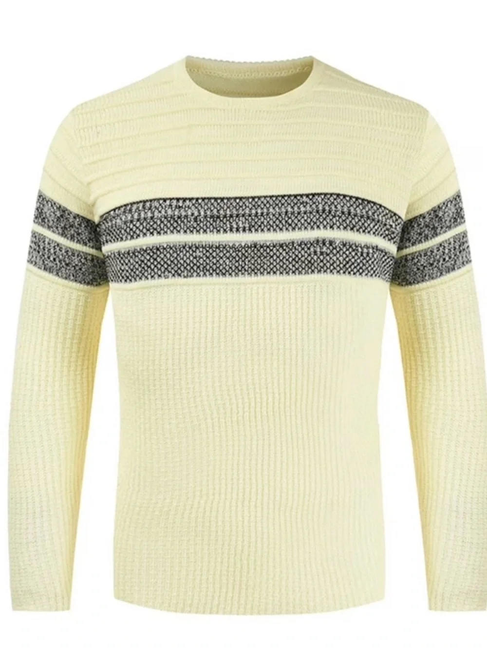 Autumn And Winter Round Neck Color Matching Trend Men's Striped Sweater Large